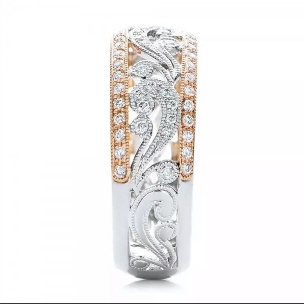 New Two Tone 925 Silver Sapphire Ring - Picture 4 of 7